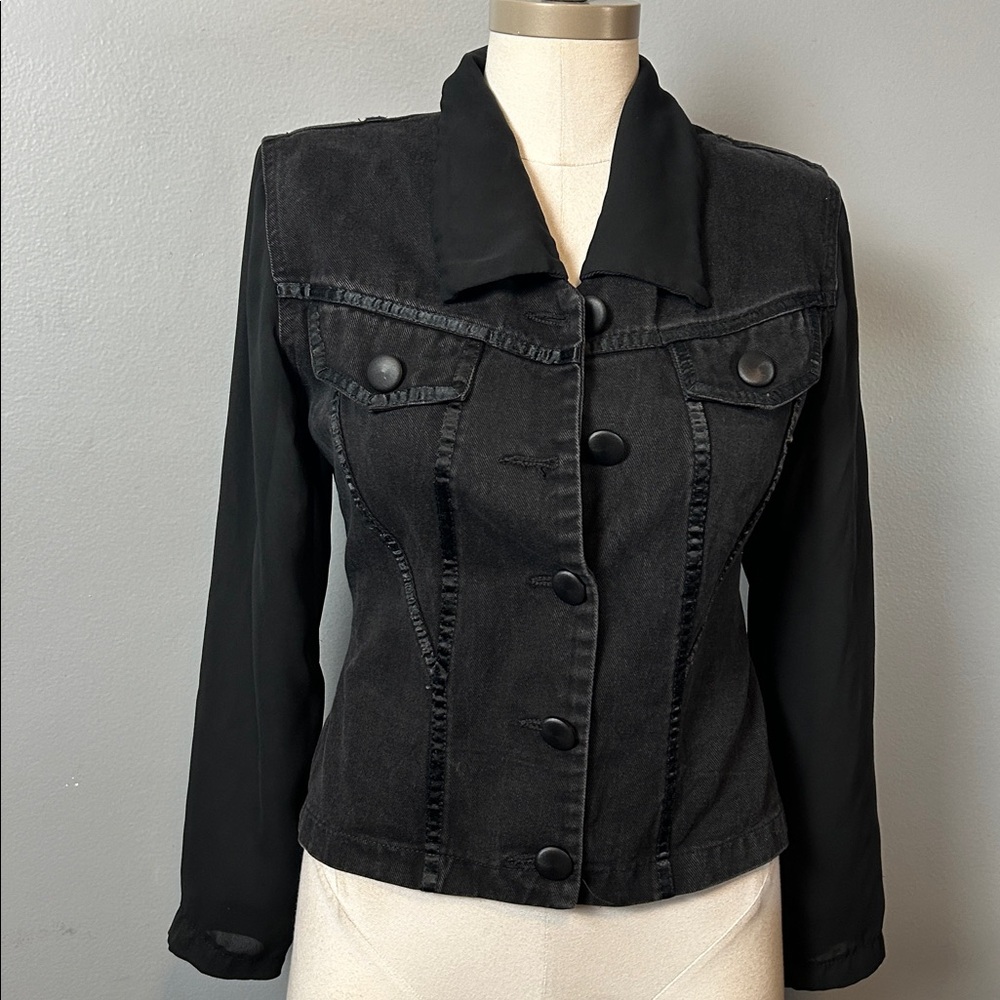 Vintage Cignal Women's Black Denim Jacket size small - Picture 2 of 14